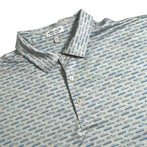 Peter Millar Summer Comfort Mens XXL Gray Car Print‎ Short Sleeve Polo READ FLAW